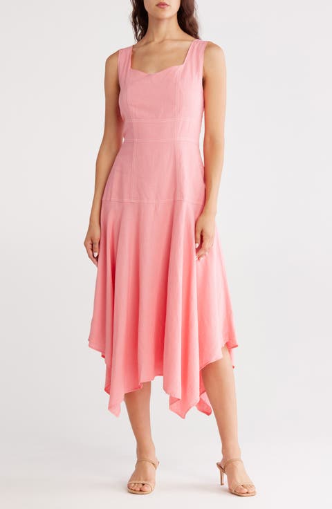 Sleeveless Handkerchief Hem Linen Blend Dress