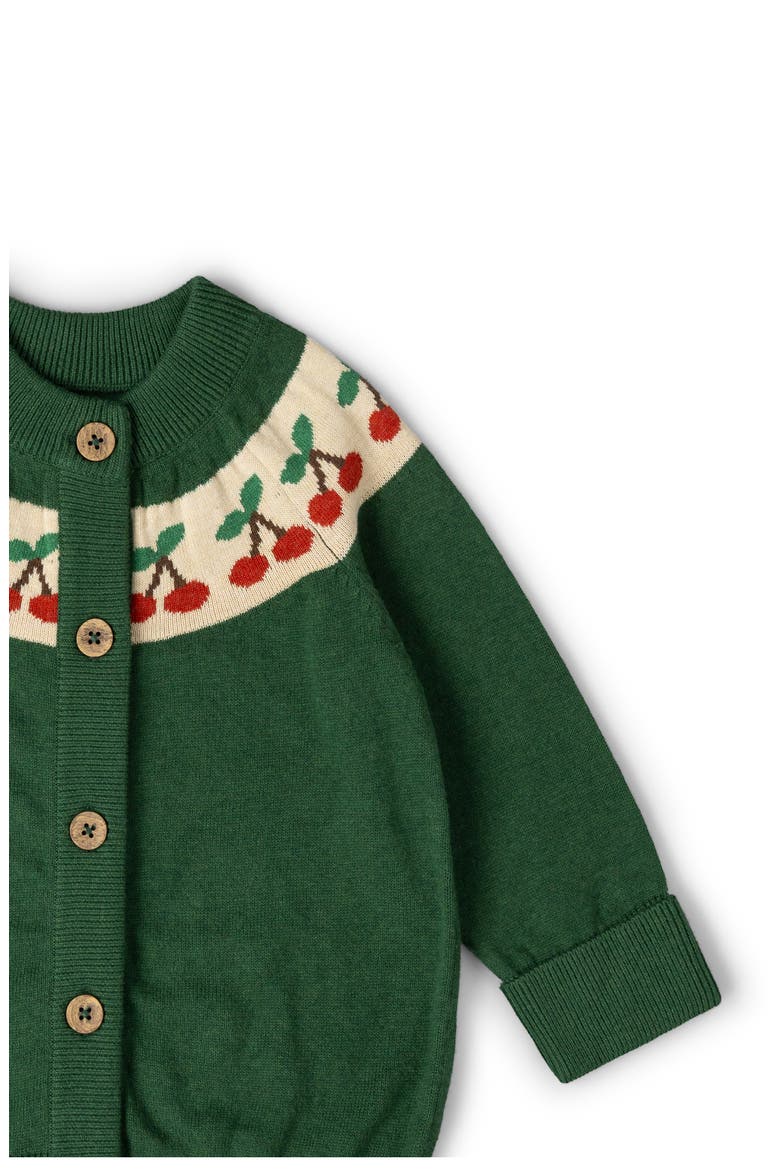 Kids' Little Cherry Organic Cotton Knit Cardigan, Alternate, color, GREEN