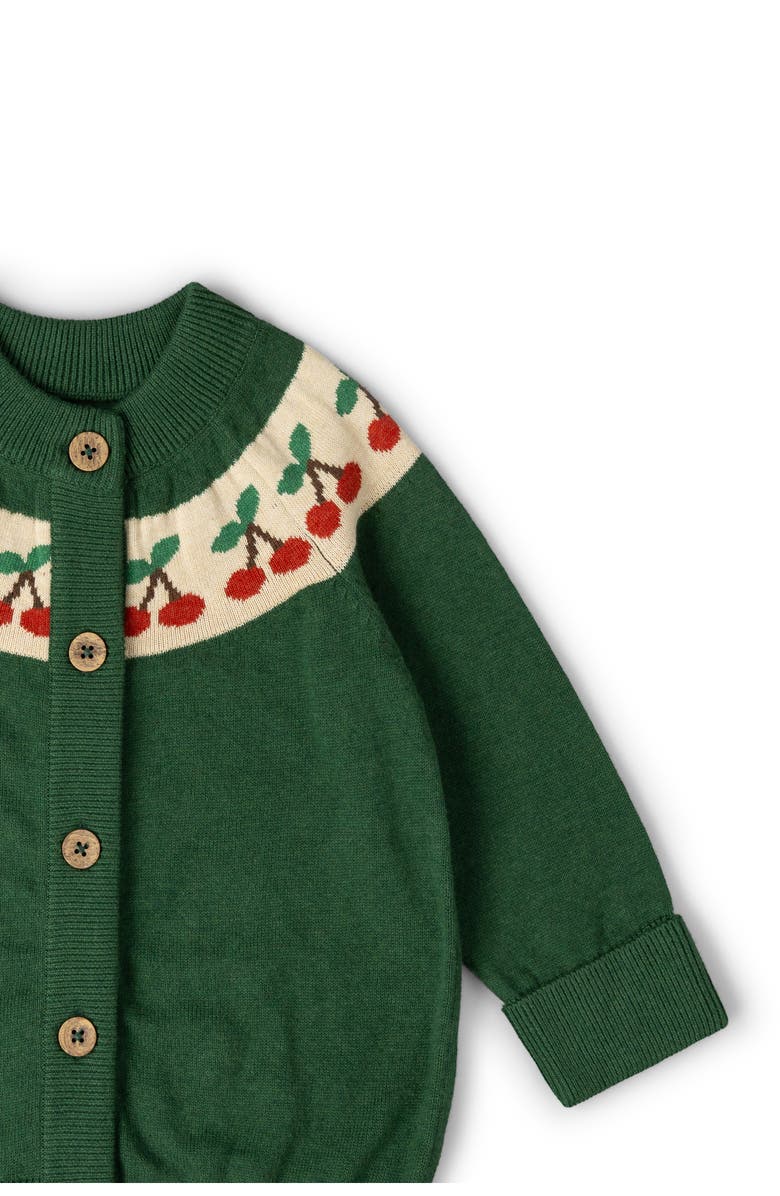 Little Green Radicals Kids' Little Cherry Organic Cotton Knit Cardigan, Alternate, color, Green
