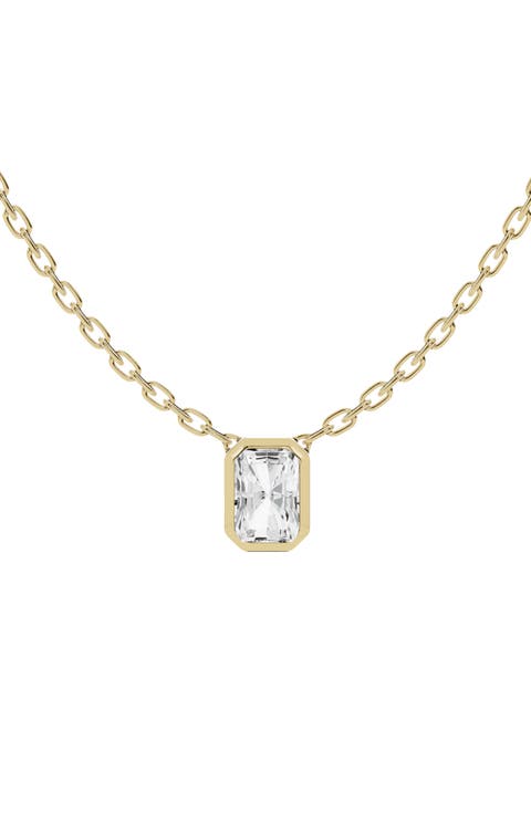 18K Gold Radiant Lab Created Diamond Pendant Necklace (Nordstrom Exclusive)