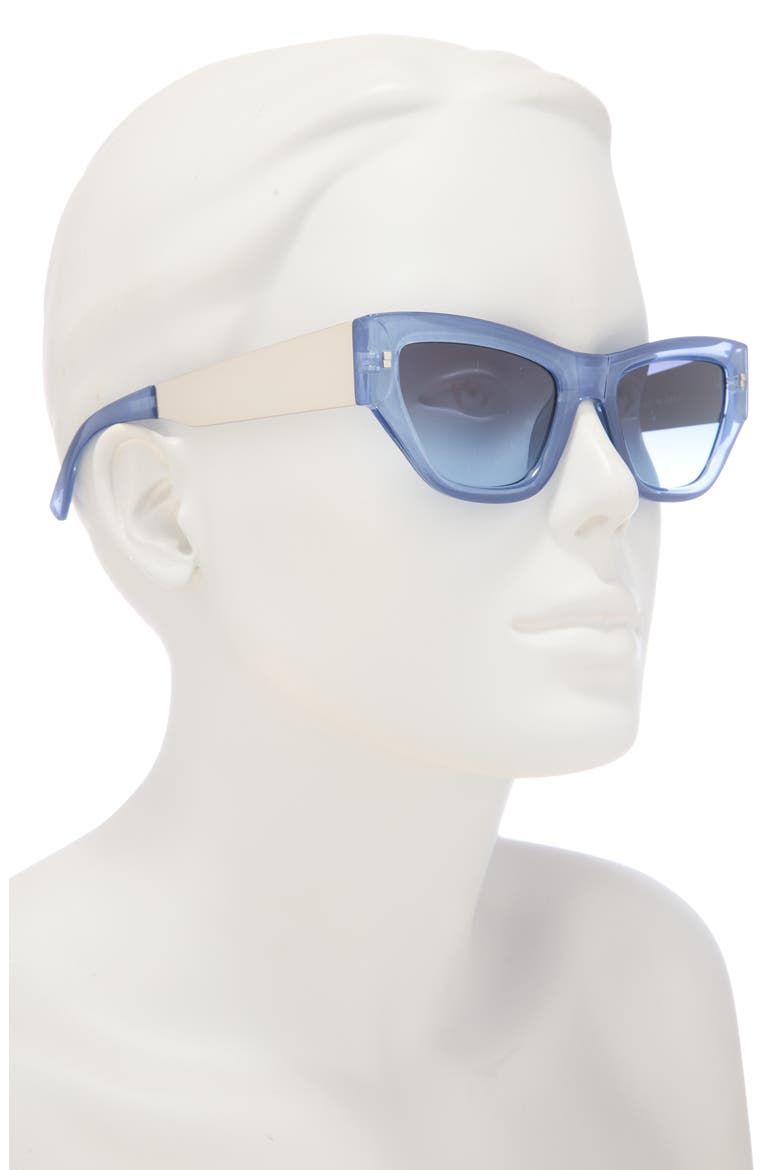 50mm Gradient Slim Cat Eye Sunglasses, Alternate, color, BLUE