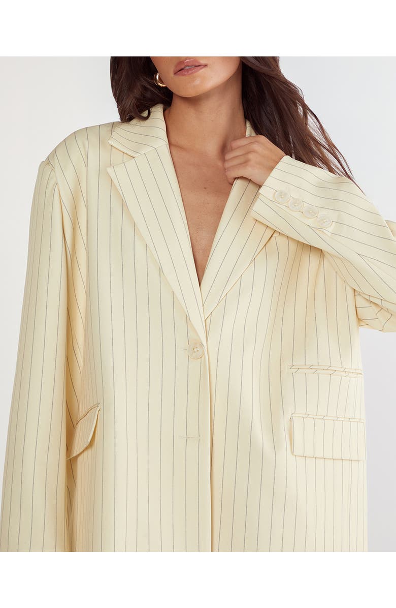 NASTY GAL Oversized Pinstripe Tailored Blazer, Alternate, color, Butter