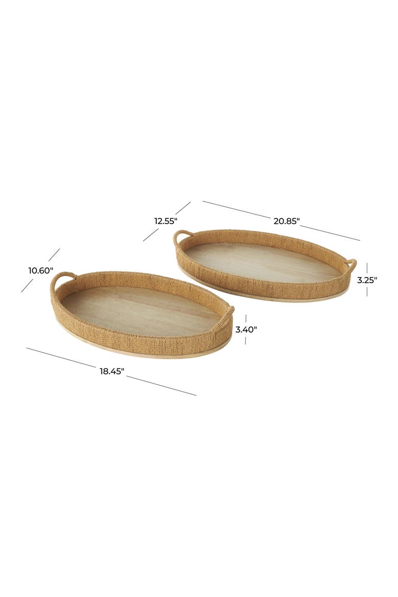 Set of 2 Oval Trays, Alternate, color, NATURAL
