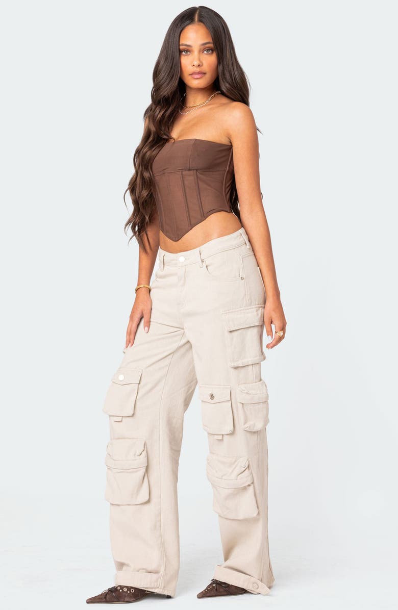 EDIKTED Evangeline Strapless Mesh Corset Top, Alternate, color,