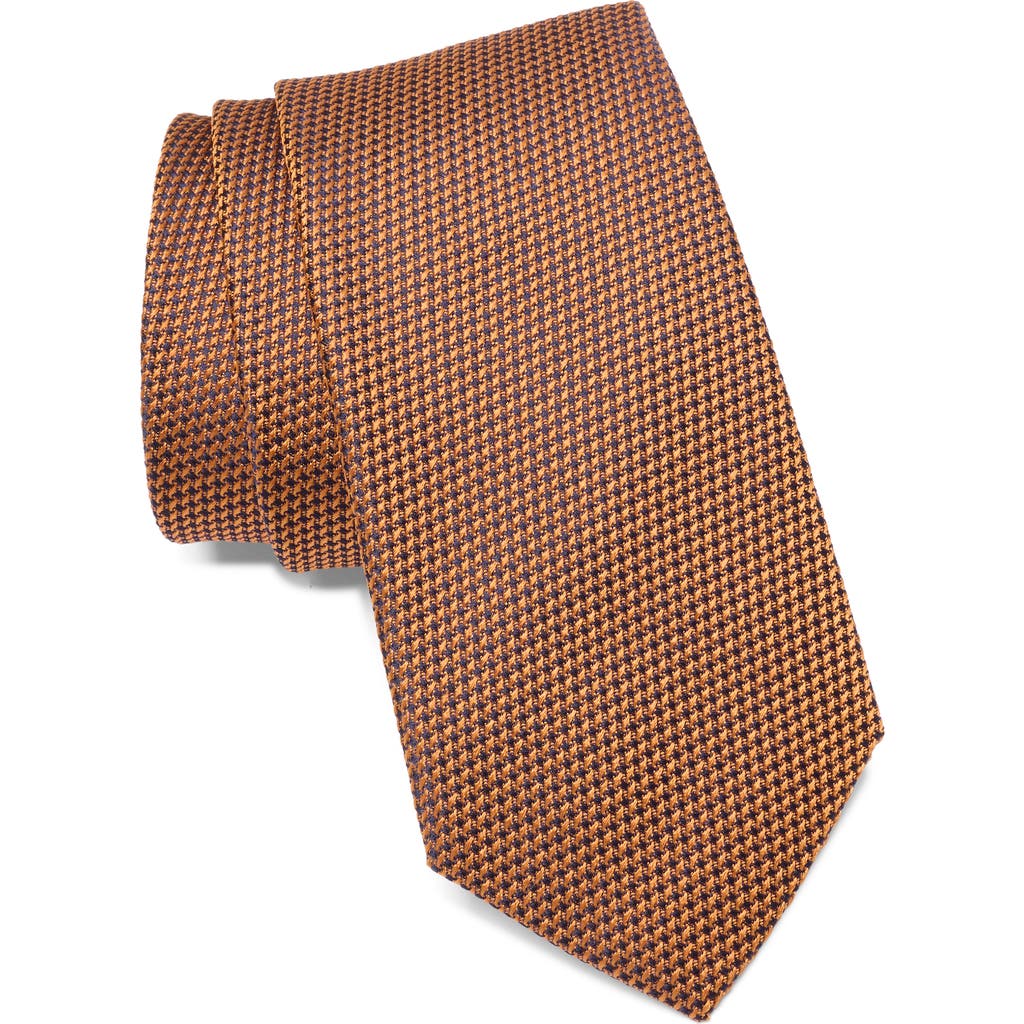 Jack Victor Micro Houndstooth Silk Tie In Orange