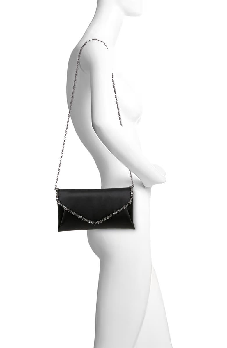 Jewel Badgley Mischka Mika Mix Crystal Neckline Envelope, Alternate, color, Black