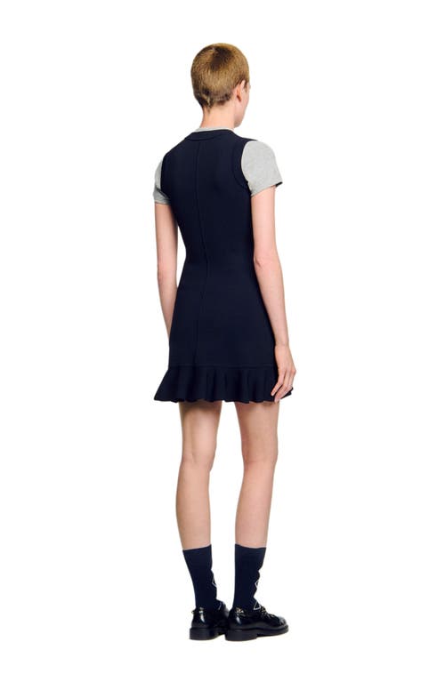 Sandro 2-in-1 Short Knit Dress In Blue