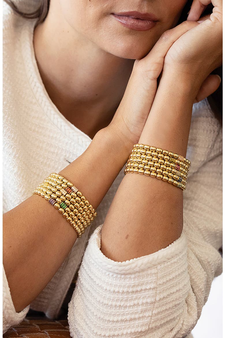 Brei Birthstone Beaded Stretch Bracelet, Alternate, color, GOLD JANUARY