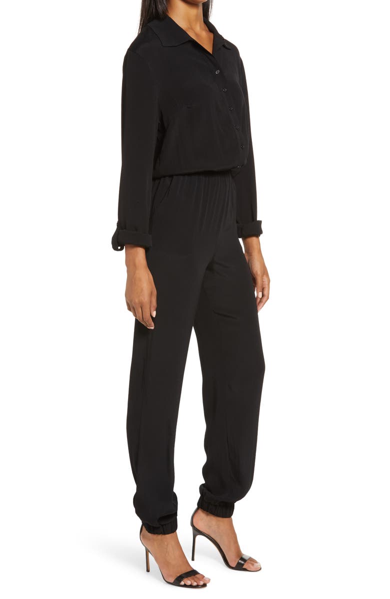 Fraiche by J Long Sleeve Button Front Jumpsuit, Alternate, color, 