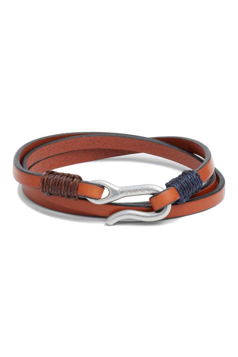 Leather Triple Wrap Bracelet, Main, color, TAN
