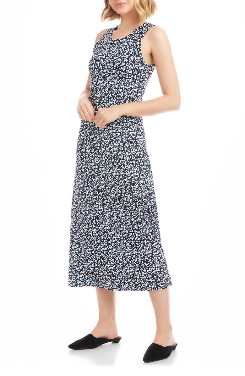 Karen Kane Painted Heart Print Sleeveless Midi Dress, Alternate, color, Print