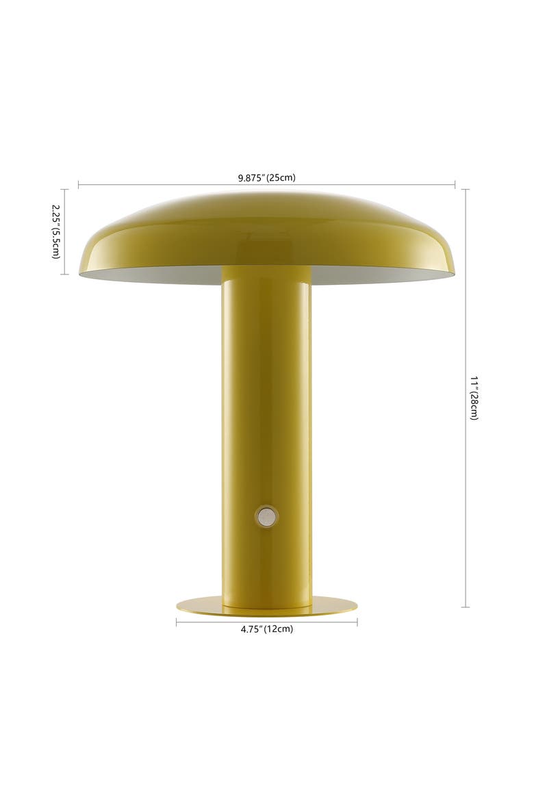 Suillius Contemporary Bohemian Rechargeable/Cordless Iron Integrated Portable LED Mushroom Table Lamp, Alternate, color, Yellow