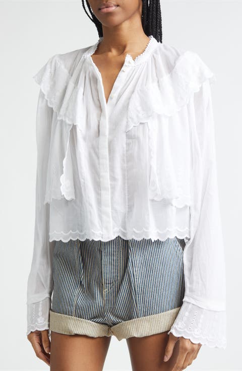 Kelmon Embroidered Eyelet Ruffle Shirt