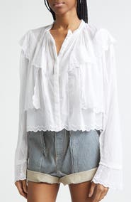 Isabel Marant Étoile Kelmon Embroidered Eyelet Ruffle Shirt