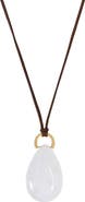 MARLYN SCHIFF Tessa White Agate Teardrop Charm Cord Pendant Necklace