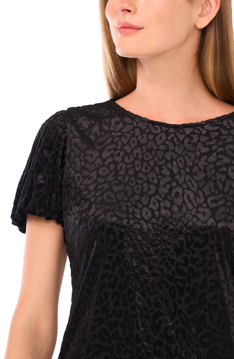 CeCe Puff Sleeve Stretch Velvet Top, Alternate, color, Rich Black