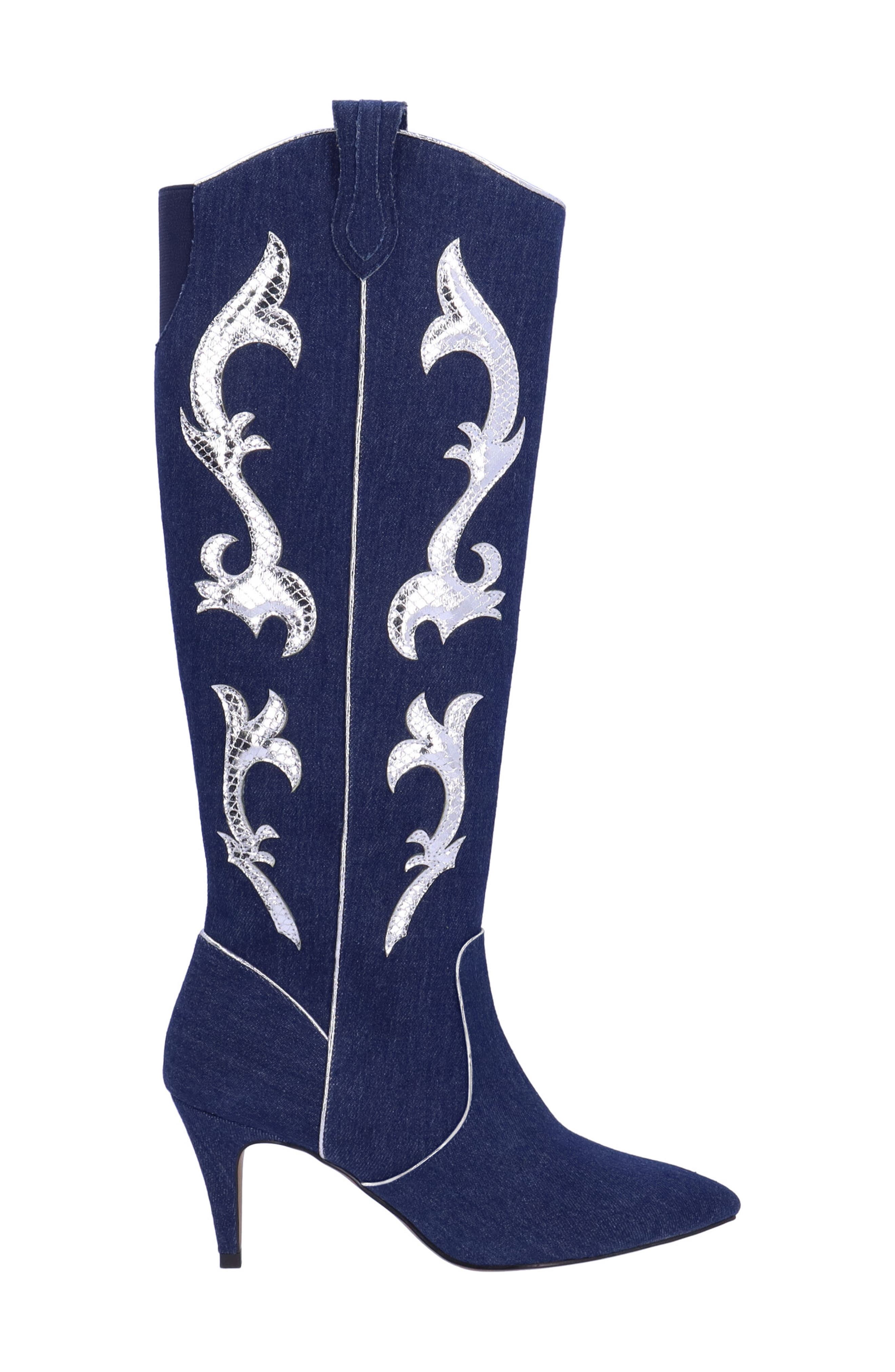 Siera Knee High Western Boot, Alternate, color, BLUE