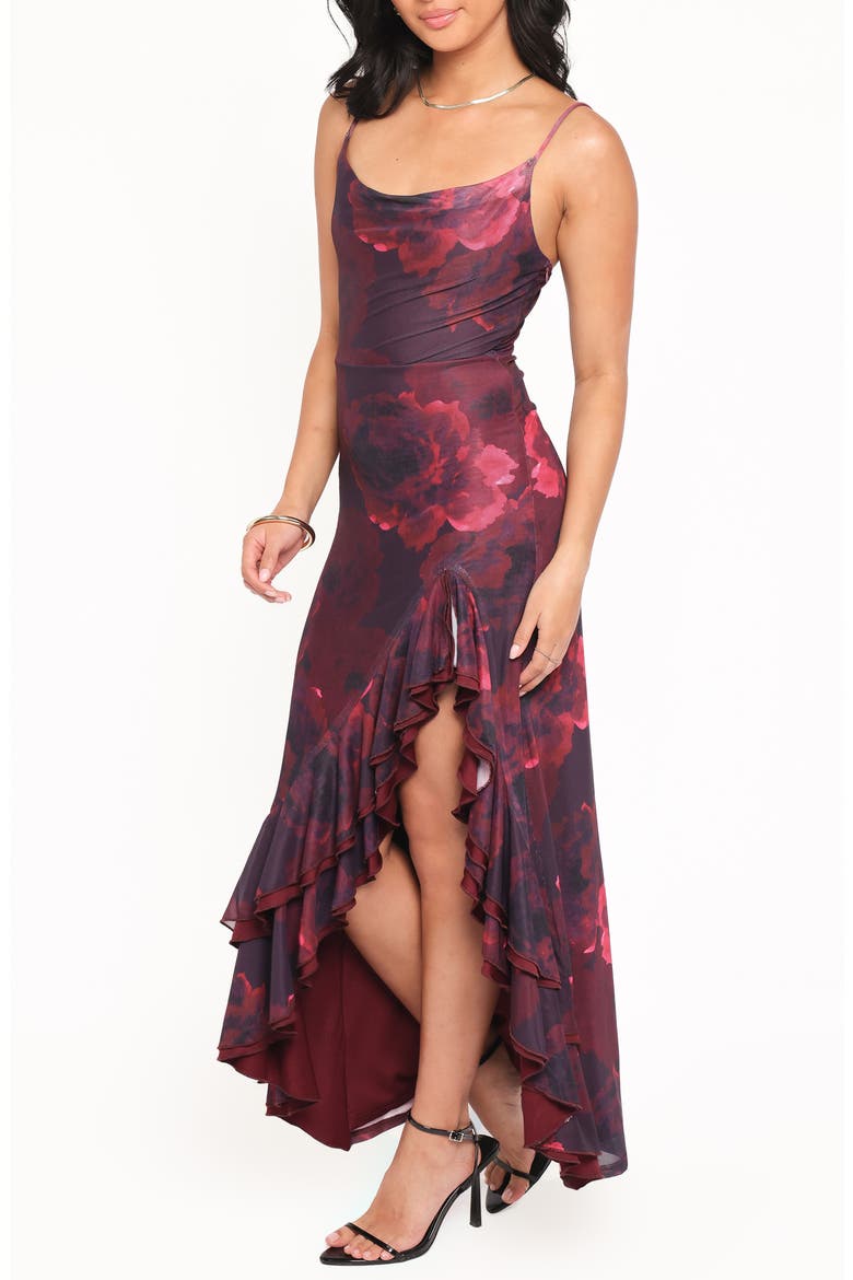 Carella Floral Ruffle Hem Maxi Dress, Alternate, color, RED FLORAL