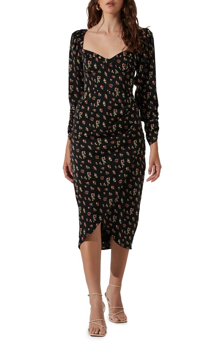 ASTR the Label Floral Print Long Sleeve Dress, Main, color, 