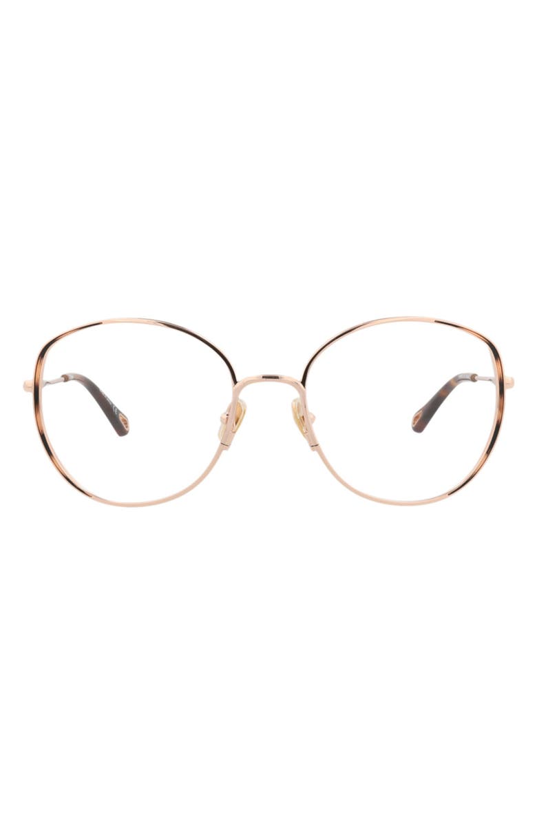 Chloé 54mm Round Optical Glasses, Main, color, Gold Gold Transparent