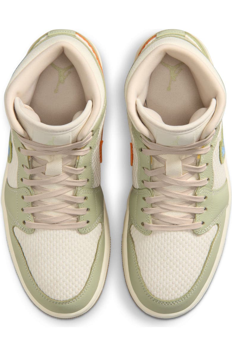 Jordan Air Jordan 1 Mid SE Basketball Sneaker, Alternate, color, Olive Aura/ Blue/ Pearl White