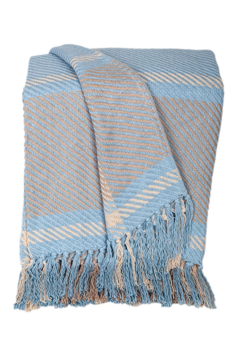 Sugilite Stripe Fringe Trim Throw Blanket, Main, color, PLAID MULTI