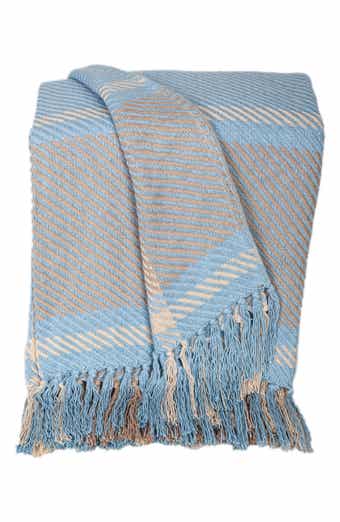 Sugilite Stripe Fringe Trim Throw Blanket