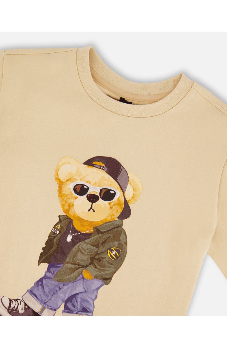 Deux par Deux Organic Cotton Jersey Teddy Bear T-Shirt, Alternate, color, Beige