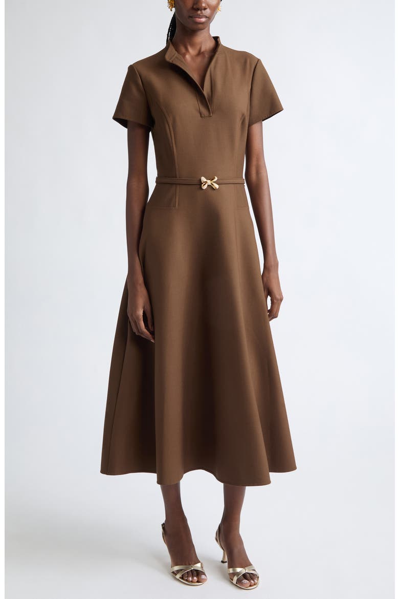Belted Midi Polo Dress, Main, color, CIGAR
