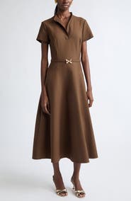 Oscar de la Renta Belted Midi Polo Dress