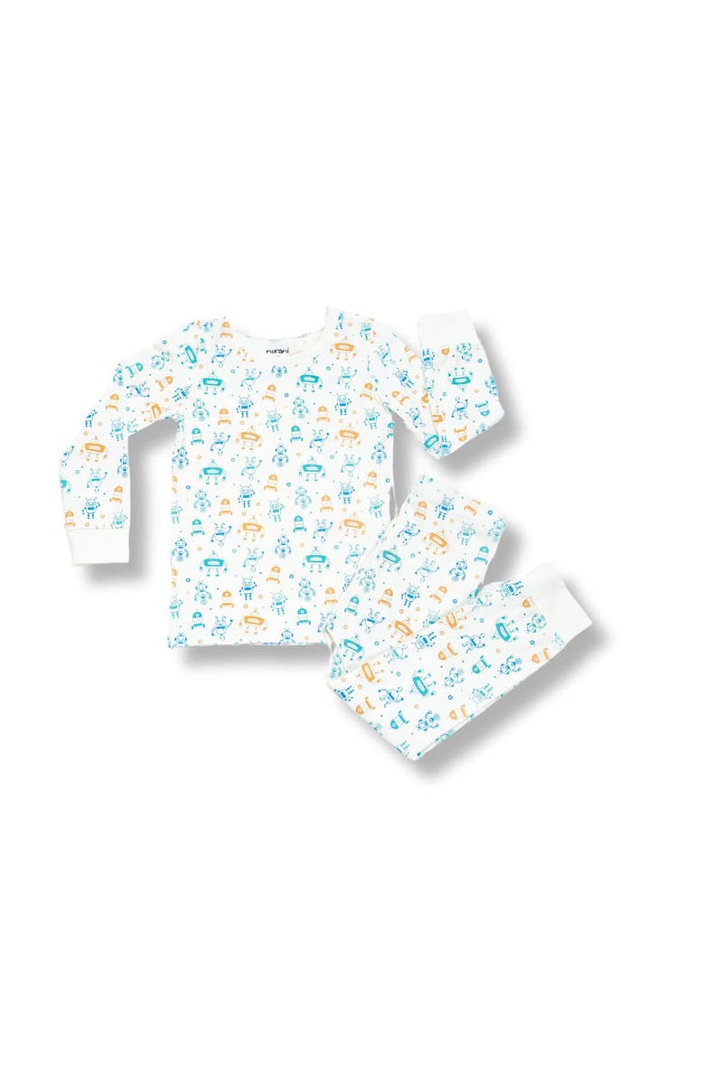 Norani Kids Organic Two-Piece Pajama Set, Main, color, Robots