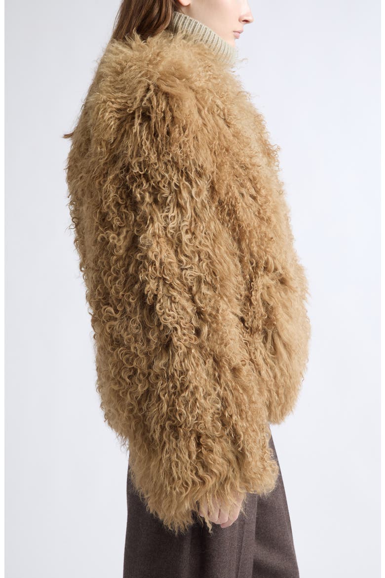 Curly Genuine Shearling Jacket, Alternate, color, CARAMEL