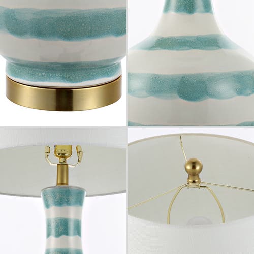 Jonathan Y Tucker 30.5" Ceramic/metal Led Table Lamp In Green/white