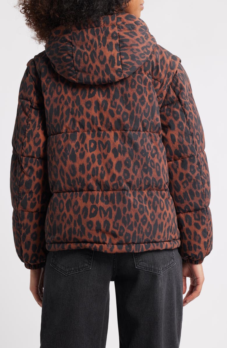 Damson Madder Pearl Convertible Hooded Puffer Jacket, Alternate, color, Leopard