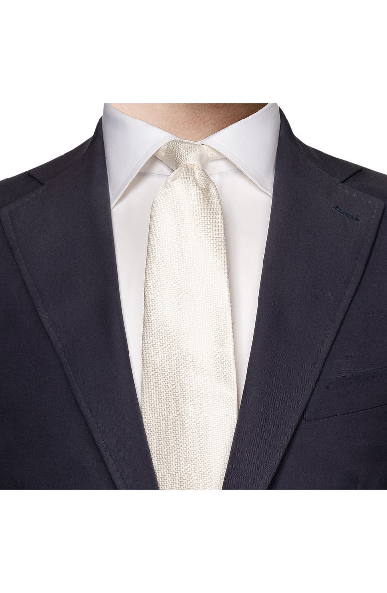 Eton Solid Herringbone Silk Tie, Alternate, color, Natural