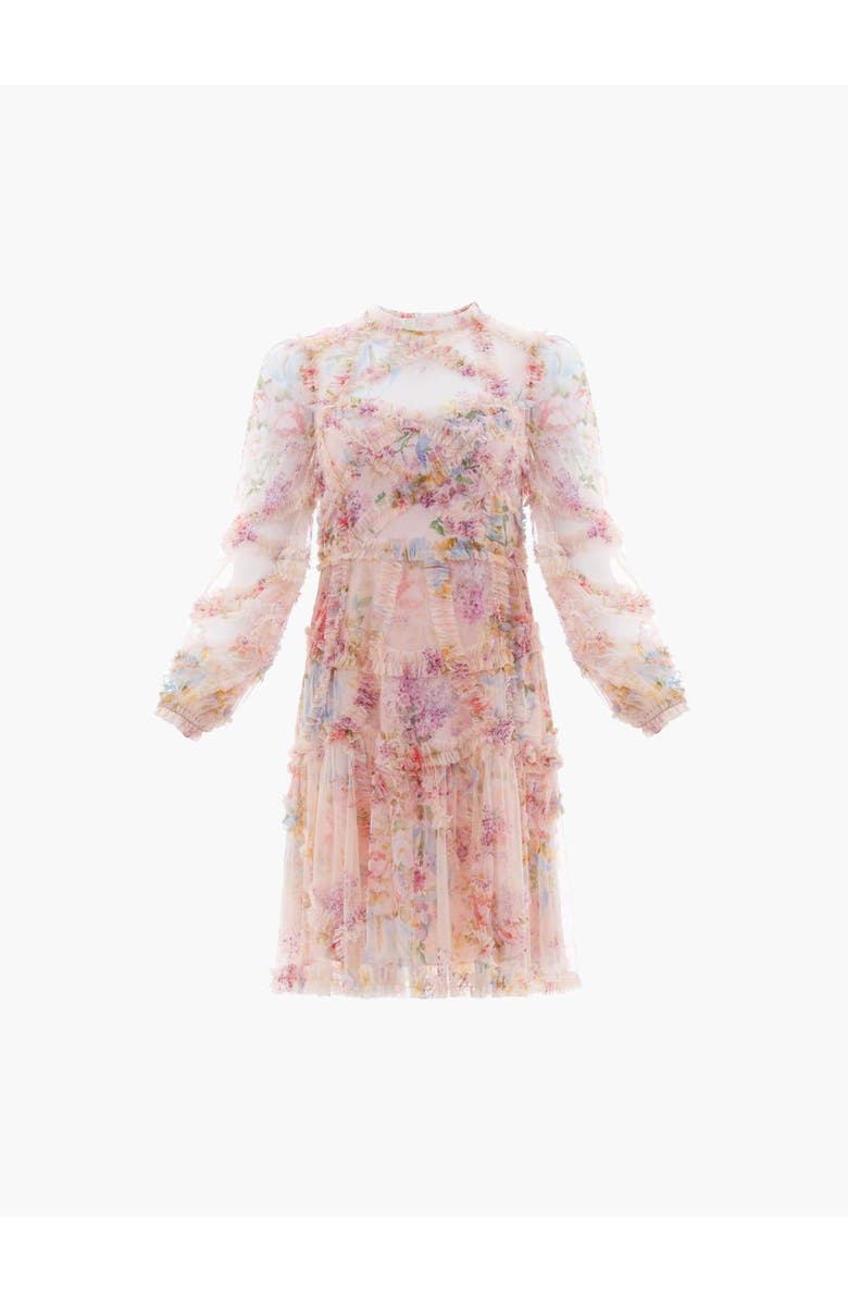 Needle & Thread Floral Diamond Ruffle Dress, Alternate, color, Topaz Pink