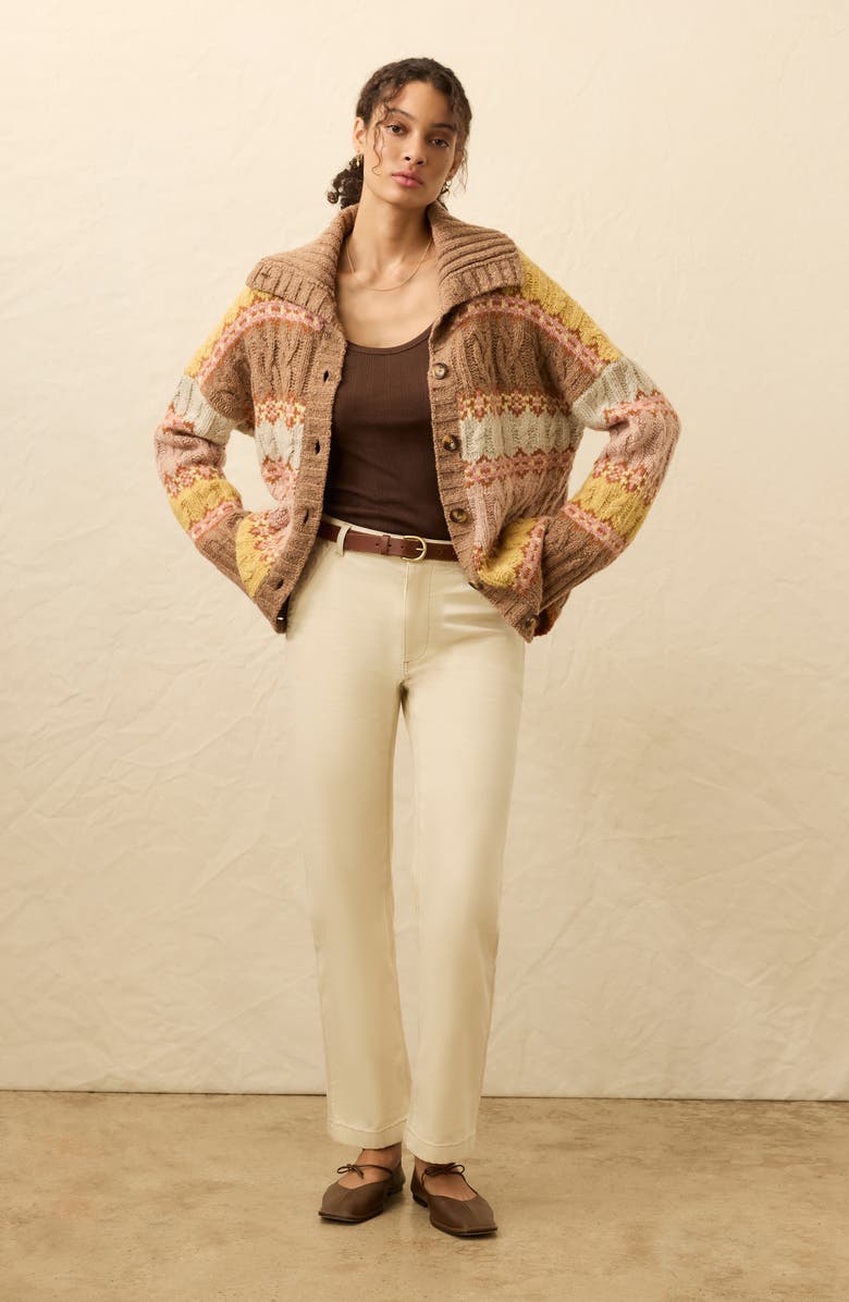 Faherty Highland Fair Isle Merino Wool Blend Cardigan, Alternate, color, Lakeside Fairisle Haze