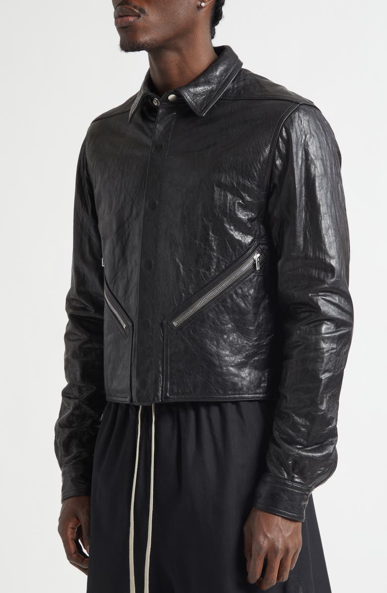 Rick Owens Tour Alice Leather Jacket, Alternate, color, Black