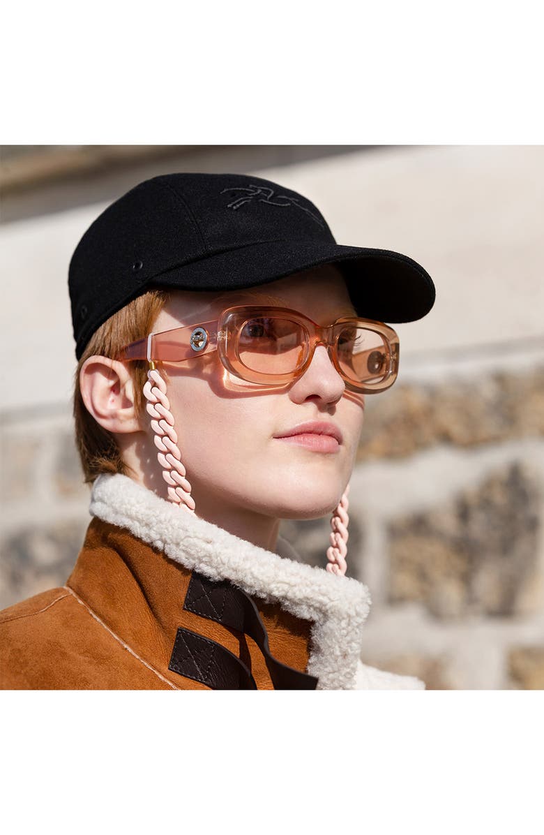 Longchamp Medallion 52mm Rectangular Sunglasses, Alternate, color, Rose