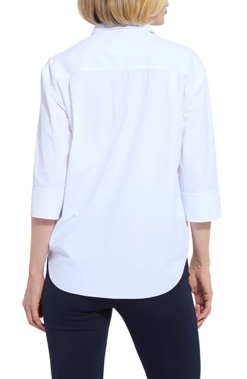 Lyssé Sophie Three Quarter Sleeve Button-up Shirt In White