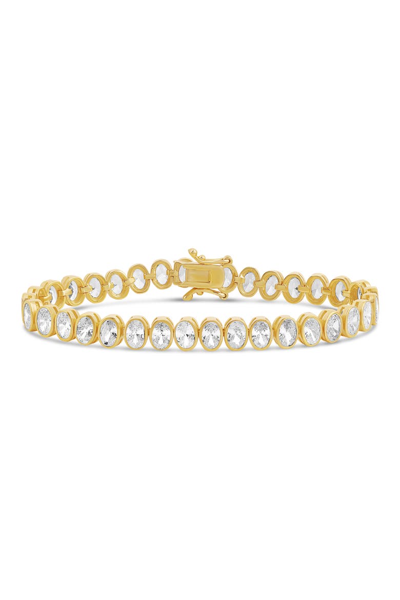 Bezel Set Oval Cubic Zirconia Tennis Bracelet, Main, color, GOLD