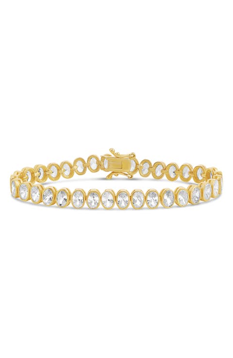 Bezel Set Oval Cubic Zirconia Tennis Bracelet
