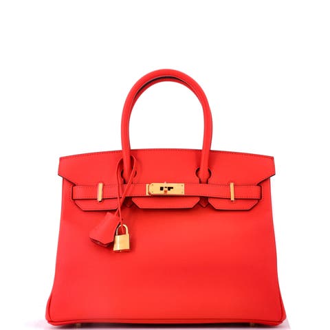 Birkin Handbag Red Epsom with Gold Hardware 30