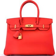 Pre-Owned Hermes Birkin Handbag Red Epsom with Gold Hardware 30