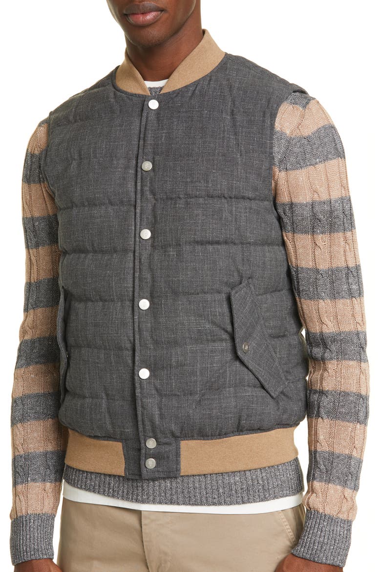 Quilted Wool Blend Vest, Alternate, color, CHARCOAL