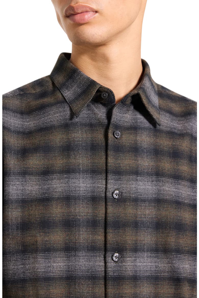 Irving Plaid Cotton Flannel Button-Up Shirt, Alternate, color, DUFFLE MELANGE-QI9