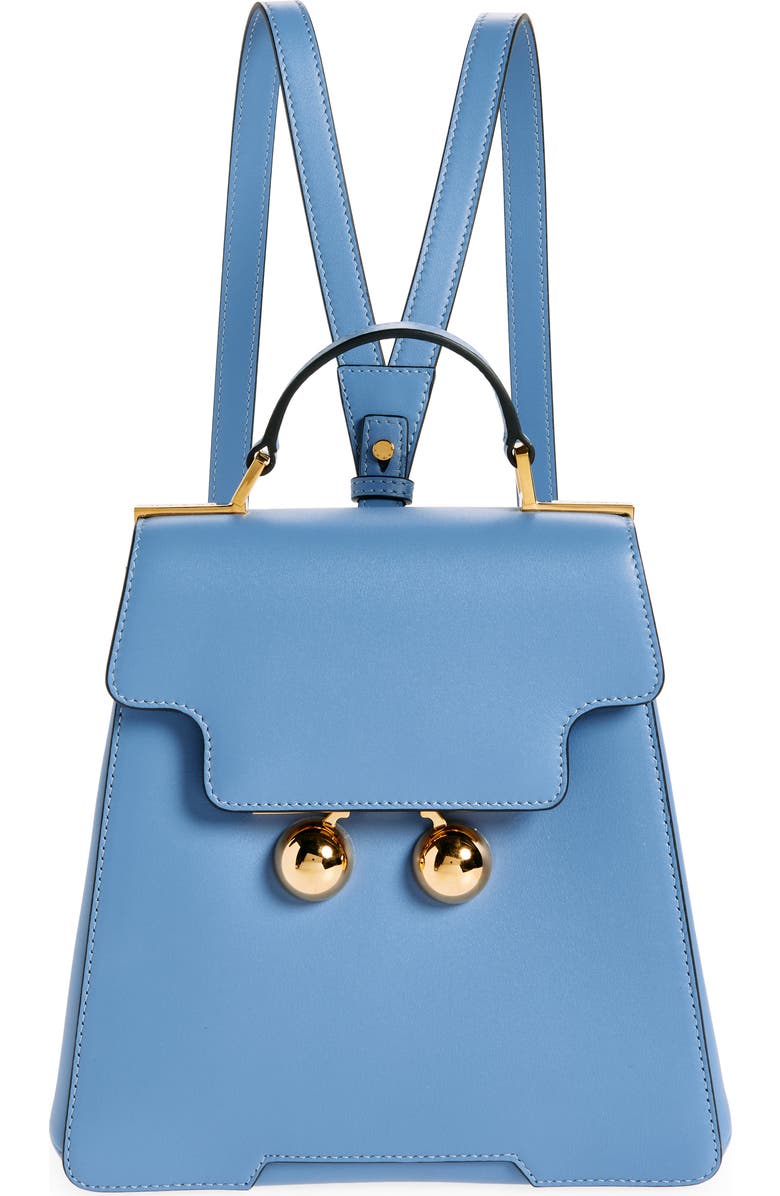 Marni Trunkaroo Leather Backpack, Main, color, Sky/ Blue