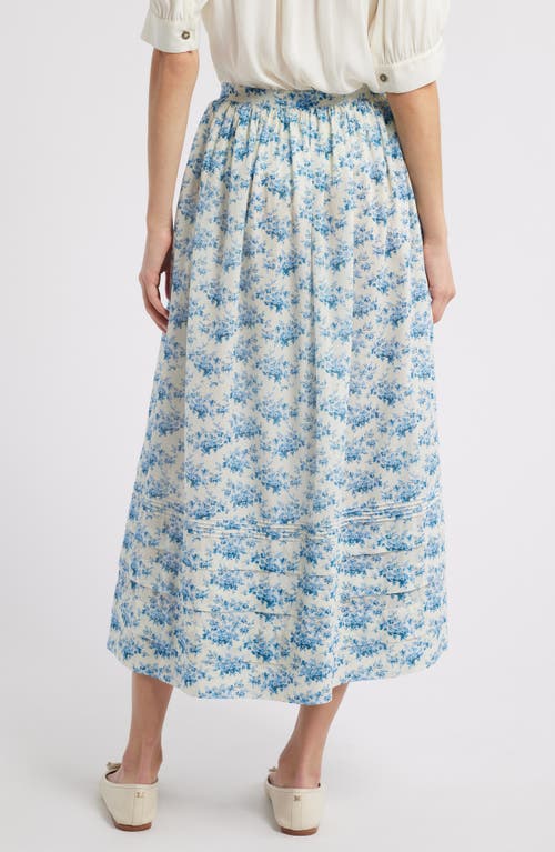 Doen Dôen Marcie Floral Organic Cotton Maxi Skirt In Bleu Rosier Floral