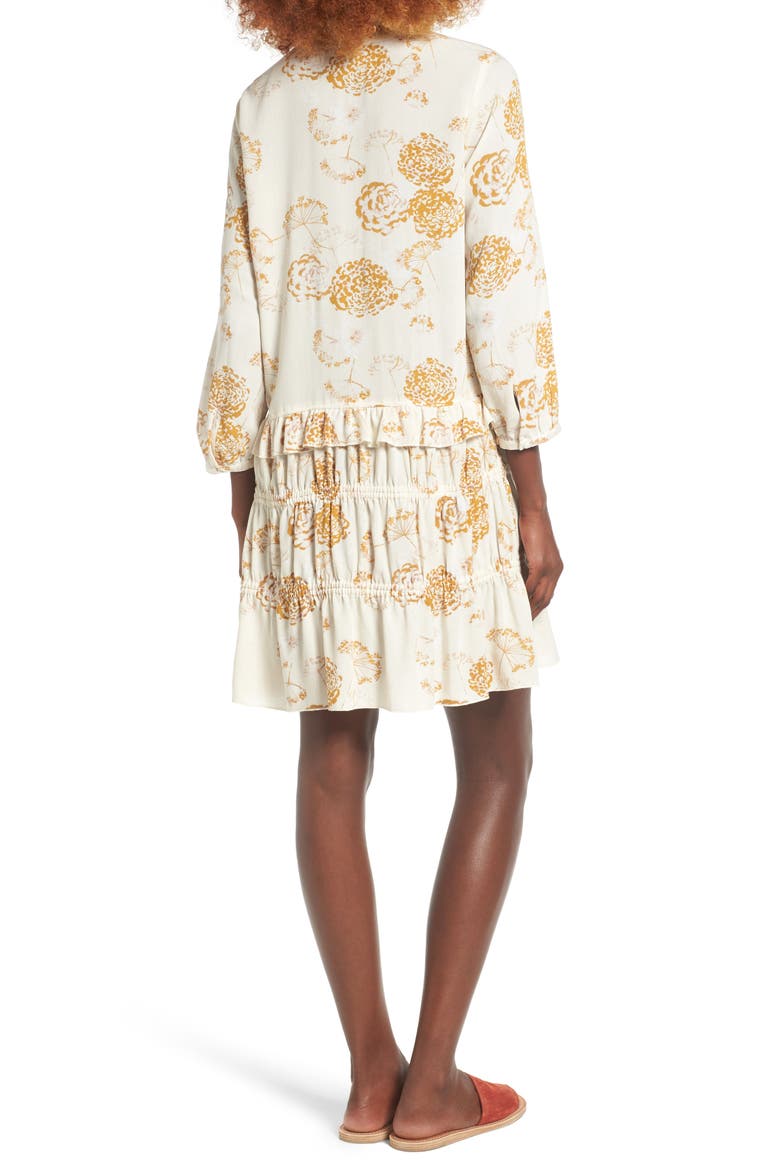 Ruffle Shift Dress, Alternate, color, IVORY BIRCH ALLIUM SPLOTCH