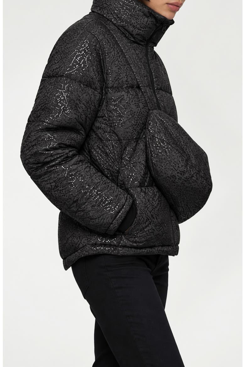 Nikki Puffer Jacket & Crossbody Bag Set, Alternate, color, BLACK